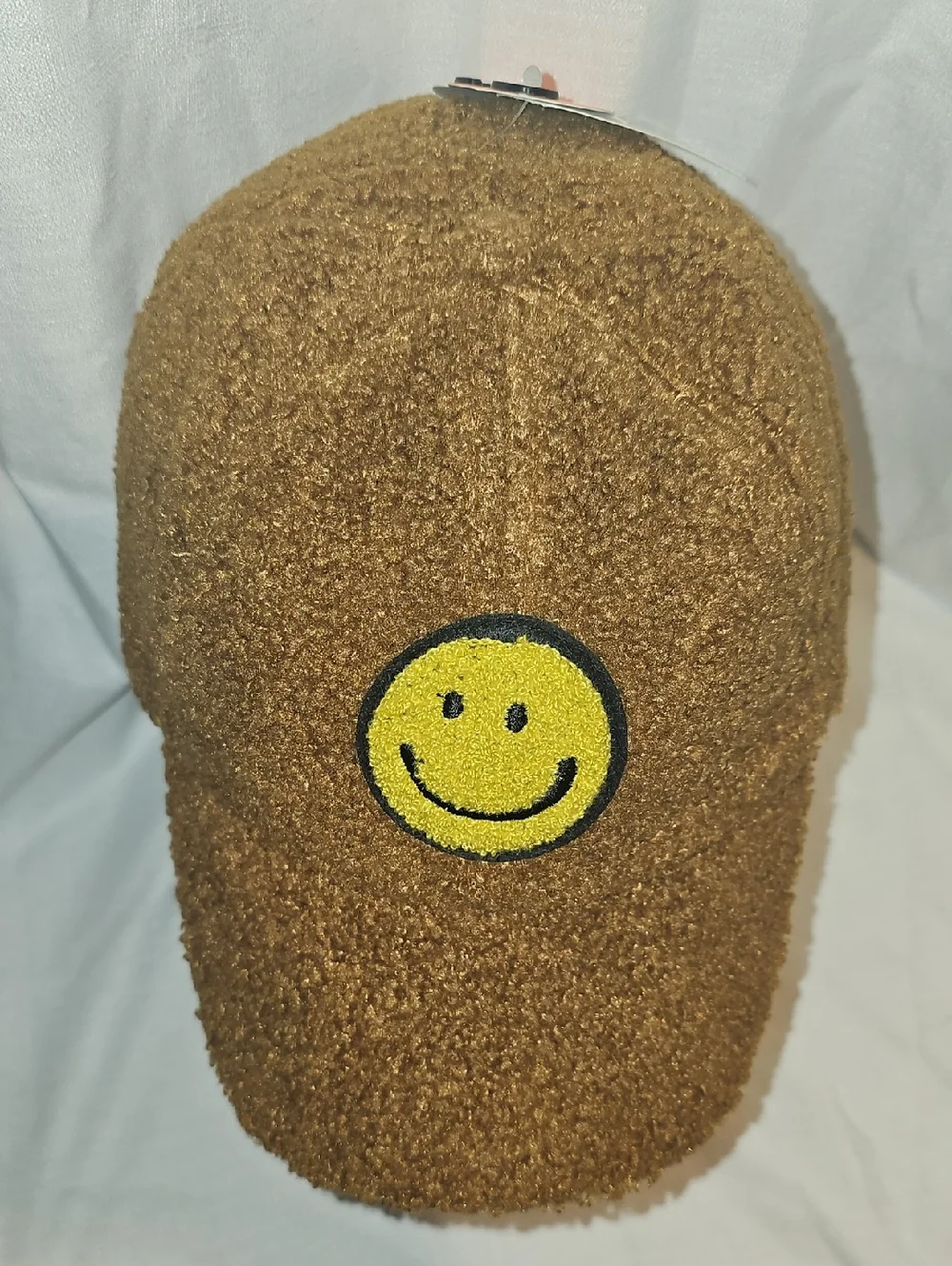 Wonder Nation Boys Faux Shearling Baseball Hat with Smiley Patch, Brown OSFM New